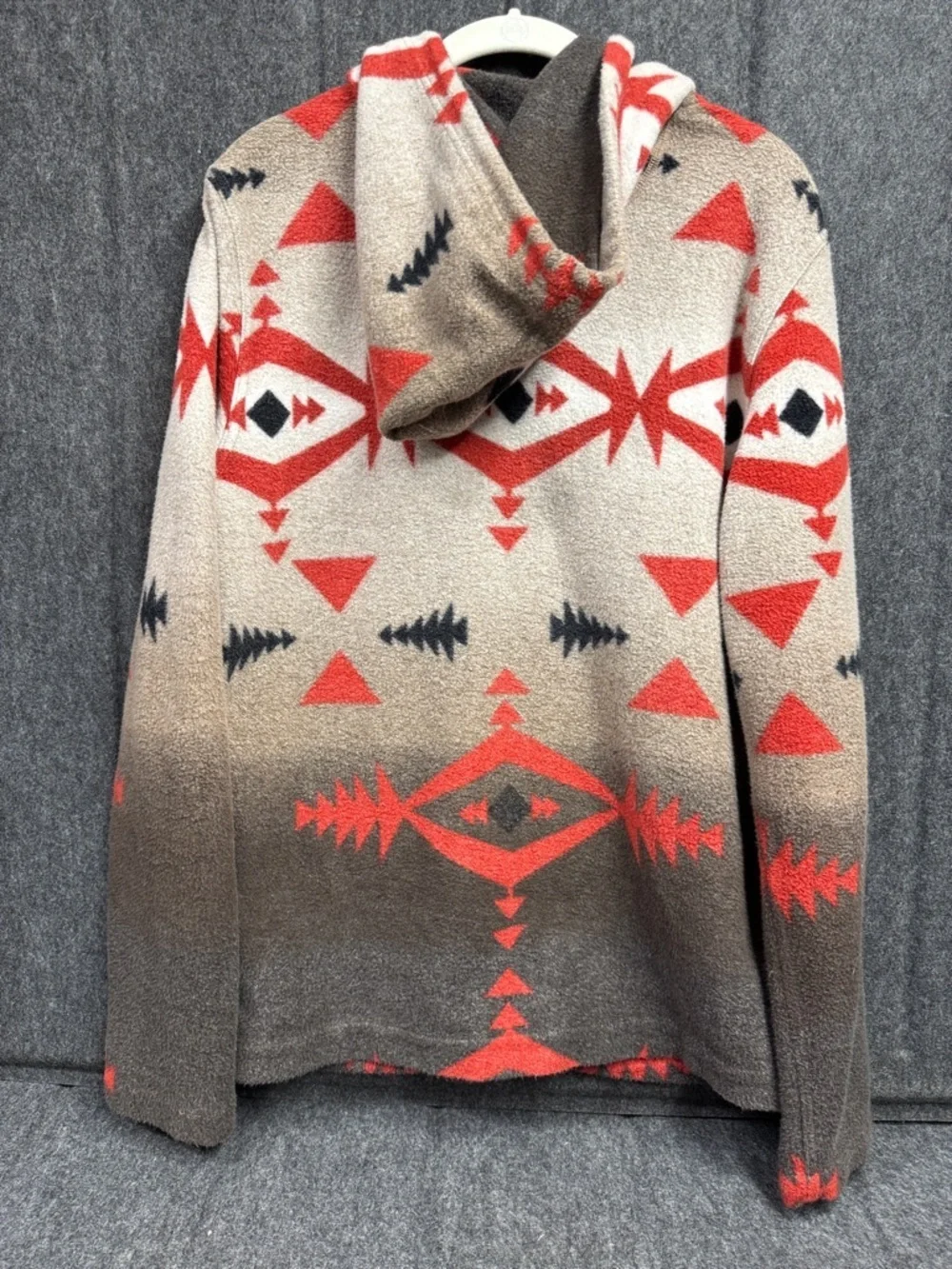 Lucky Brand Men's Zip Hoodie in Red & Gray Aztec Print